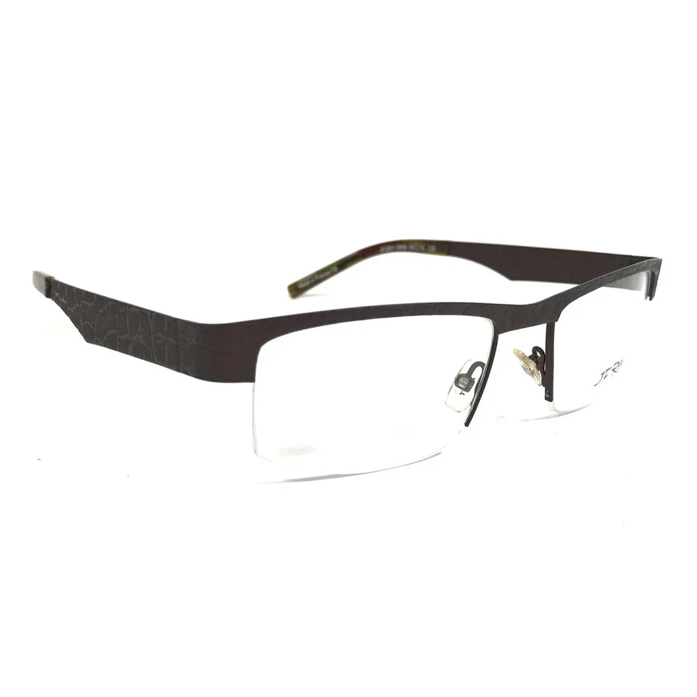 J.F. Rey Eyeglasses Frames JF2601 9999 Brown Lizard Print Half Rim 55-18-130